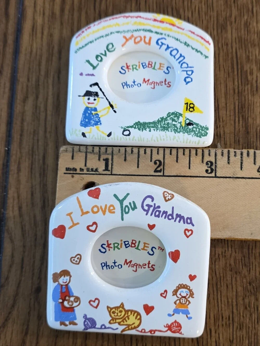 Skribbles 'I Love You Grandma/Grandpa' White Photo Magnets - Set of 2